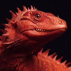 extreme macro of red dragon on black background, very detailed, full 8k wide focus, in portrait