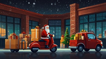 santa claus driving a sleigh