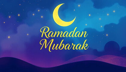 Gleaming Ramadan Mubarak Greeting Card Design