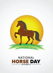 National Horse Day 13 December vector poster