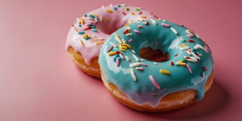  petite donuts glazed in vibrant matcha on pink background