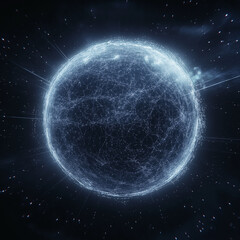 Obraz premium A blue sphere with a network of lines surrounding it