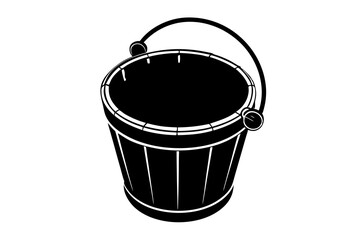 Retro old wooden water bukket illustration isolated on white background 