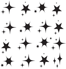 Sparkle star icons. Shine icon. Stars sparkle doodles vector.