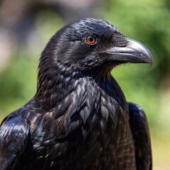 A black celtic raven with gleaming silver eyes