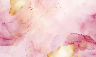 soft watercolor wet background in blush pink and gold foil tones, ink splatter great for wallpapers and stationary needs, delicate