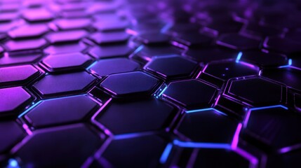 Fototapeta premium Abstract Hexagon Pattern with Neon Lights