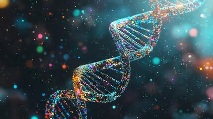 Adaptive Digital DNA Helix Absorbing Colorful Data Packets in Virtual Space