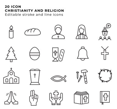 Faith and Worship Icons &ndash; Christian Symbols Set