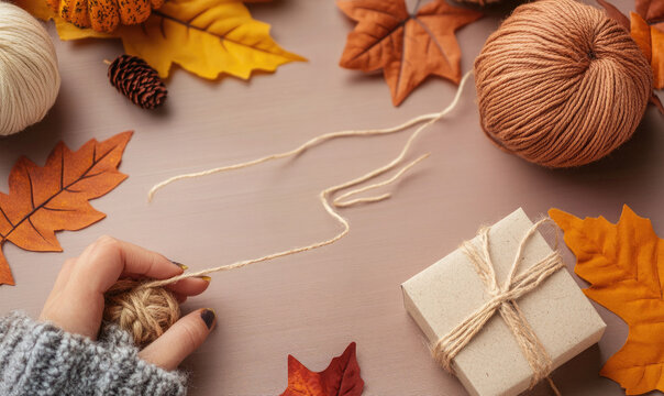 Participation in autumn themed DIY crafts as a relaxing hobby