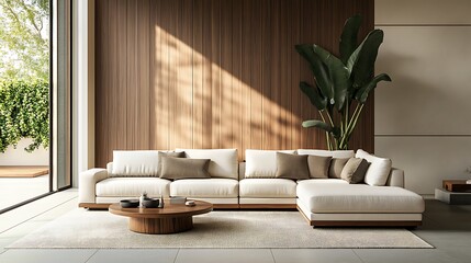 Beautiful Modern Living room Interior with furniture's ,mockup frame , posters, wall -3d Rendering