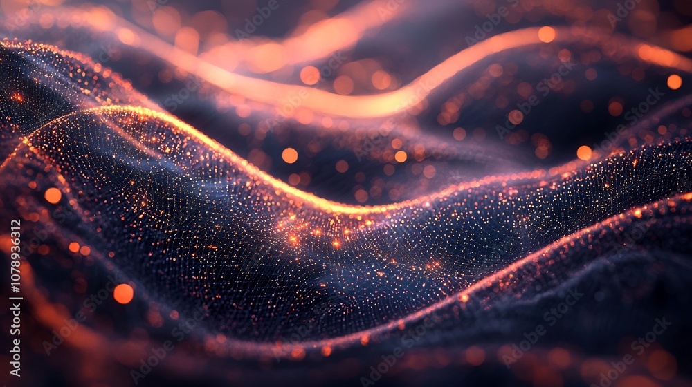 Poster glowing quantum nodes creating an ethereal network of secure data interconnectivity