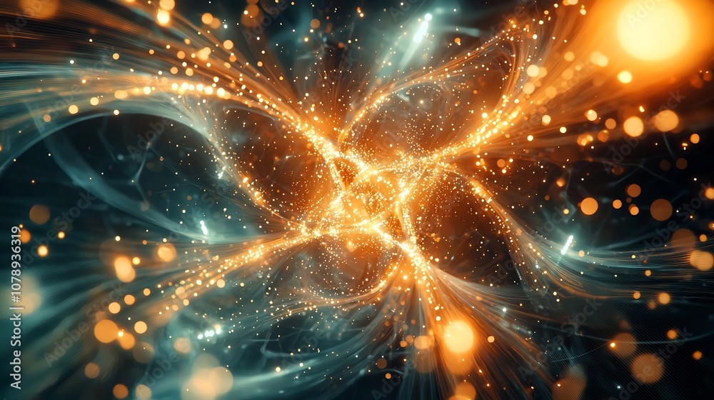 Poster luminous quantum nodes visualizing the secure and instantaneous quantum internet