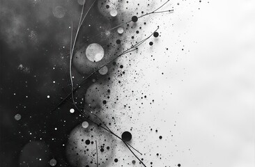 Abstract Black and White Grunge Art with unique splashes and captivating bokeh effects
