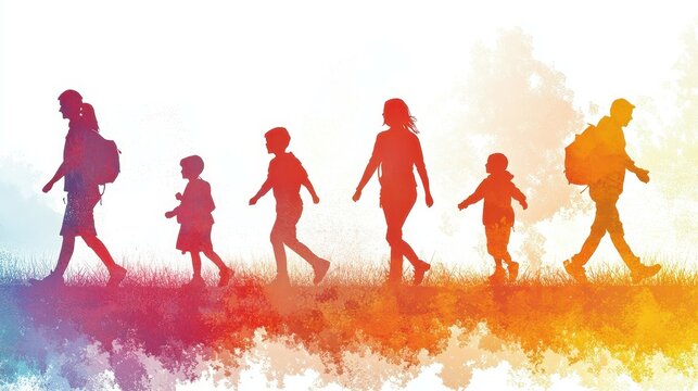 Family walks together in charity event to support community causes and build bonds - Powered by Adobe