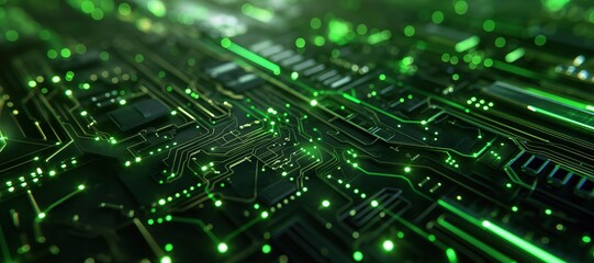 Obraz premium green cyber digital computer network electronic frame background 10