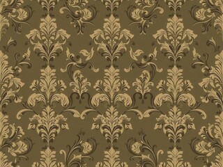 Elegant seamless damask wallpaper design in vintage style, decorative, background, ornate