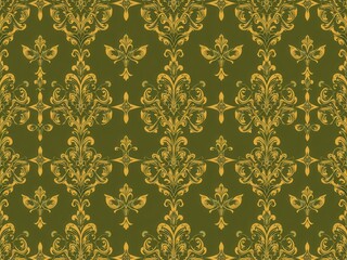 Elegant seamless gothic damask wallpaper in black and white color palette, luxurious, ornate, intricate