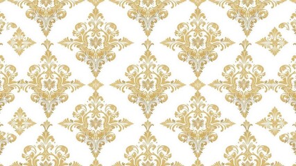 Intricate and elegant white Seamless Damask wallpaper design with floral and scrolling patterns, Seamless, background, elegant