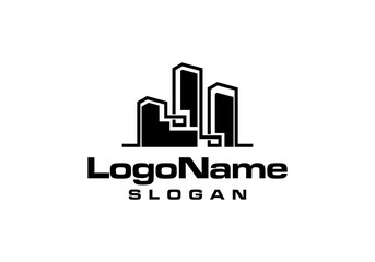 real estate building apartment logo design vector