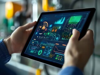 Digital Tablet Displaying Smart Grid Monitoring App for Personal Energy Management
