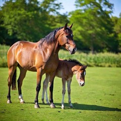 Obraz premium portrait of young foal in the meadow