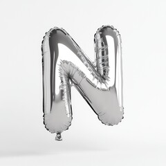 Silver balloon shaped like the letter "N"