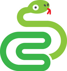 Logo green snake with eyes nostrils and tongue without contour icon.