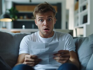 Surprised Man Reading Mail