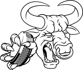 Bull Minotaur Longhorn Cow Ice Hockey Mascot