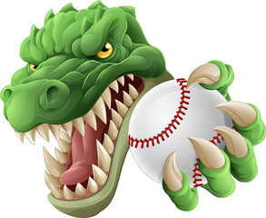 Crocodile Dinosaur Alligator Baseball Sport Mascot © Christos Georghiou