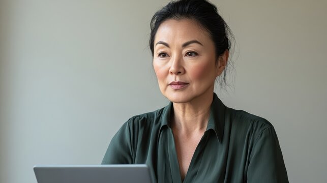 The Focused Woman with Laptop