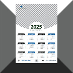 2025 one-page New Year colourful wall calendar design template