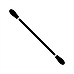 Cotton swab vector icon. Care and hygiene illustration. Black ear and cosmetic buds. Wooden ear stick. Bath and makeup symbols.