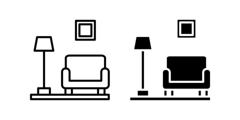 Living Room Icon set. Symbol isolated white background. vector illustration. color editable.