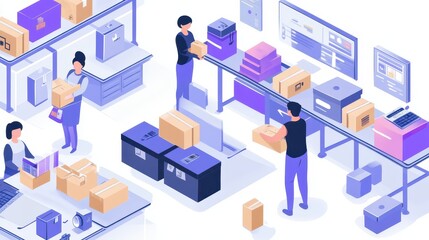 Order packers preparing customer orders for shipping