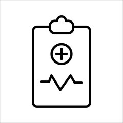 Medical record icon, medical report icon, medical history thin line icon, vector isolated.