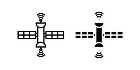 lsatelite Icon set. Symbol isolated white background. vector illustration. color editable.