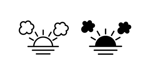 Sunset Icon set. Symbol isolated white background. vector illustration. color editable.