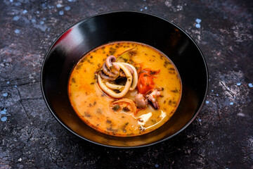 Spicy Seafood Soup with Squid and Tomatoes