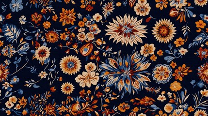 Intricate Floral Fabric Pattern in Vibrant Colors