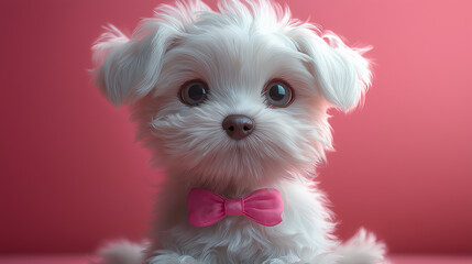 cute beautiful cartoon dog with a bow
