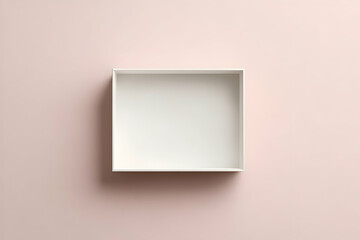 A white box on a pink background.