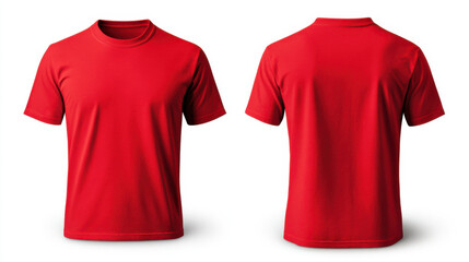 Product mockup and ads, Red collared T shirt shown from front and back, showcasing its vibrant color and simple design. Perfect for casual wear or sports activities