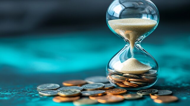 Rapidly Draining Hourglass With Coins Symbolizing Economic Crisis Concept