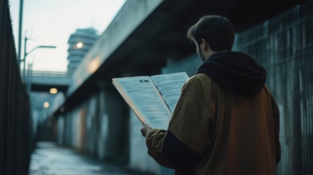Person reading a pamphlet on mental health awareness
