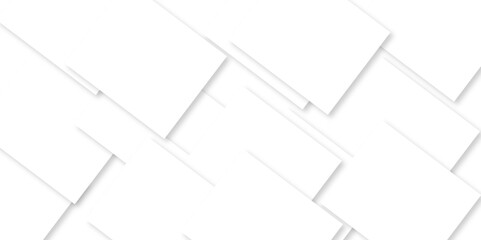 Modern white and gray technology concept diamond triangle geometric line background. Creative design with white boxes and 3d white rectangle business card. soft shadows as pattern, top view. squares.