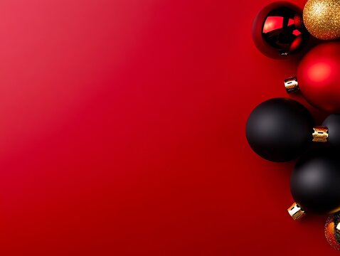 A red background with black and gold ornaments on it
