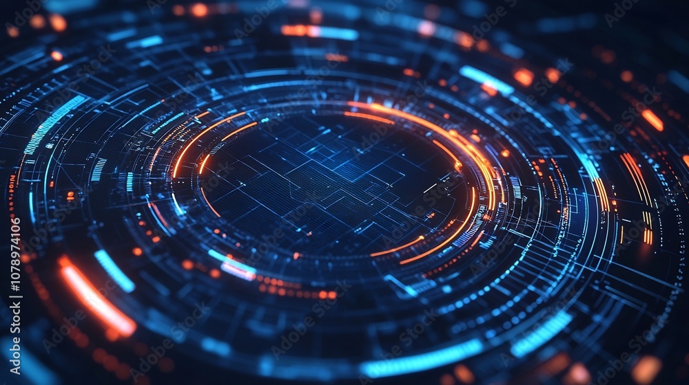 Aufkleber rotating circular data visualization radar chart with glowing lines in futuristic digital background