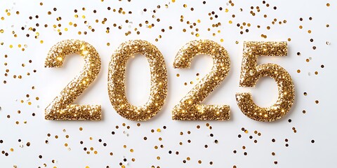 a close up of a gold number with confetti in the background